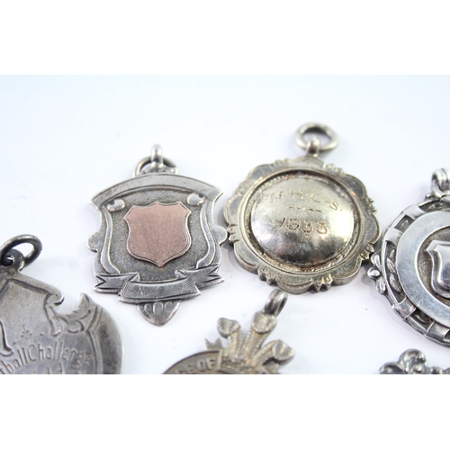 351 - 8 x Antique / Vintage Hallmarked .925 Sterling Silver Fobs / Medallions (83g)