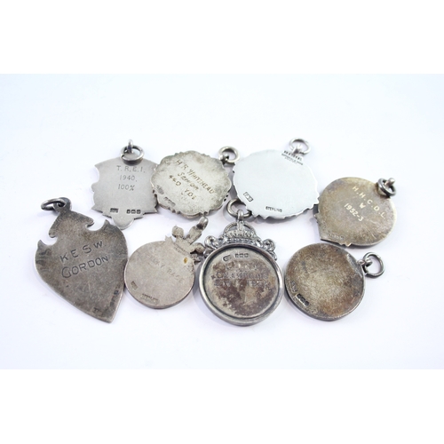 351 - 8 x Antique / Vintage Hallmarked .925 Sterling Silver Fobs / Medallions (83g)