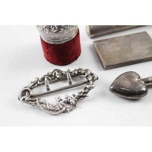 356 - 8 x Antique / Vintage .925 Sterling Silver Ladies Vanity Inc Buckle Etc (155g)