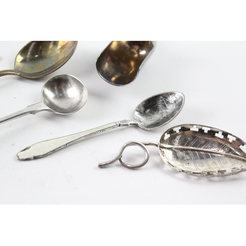 357 - 6 x Antique / Vintage .925 Sterling Silver Spoons Inc David Anderson, Enamel 87g