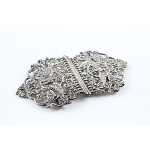 363 - Antique Hallmarked 1917 London Sterling Silver Ornate Ladies Belt Buckle (69g)