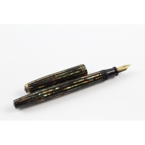 447 - Vintage Parker Duofold Green Stripe Fountain Pen w/ 14ct Gold Nib WRITING