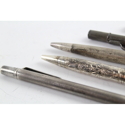 448 - 5 x Vintage .925 Stirling Silver Propelling Pencils & Ballpoint Pens (101g)