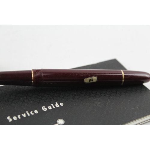 451 - Montblanc Meisterstuck Burgundy Fountain Pen w/ 14ct White Gold Nib WRITING