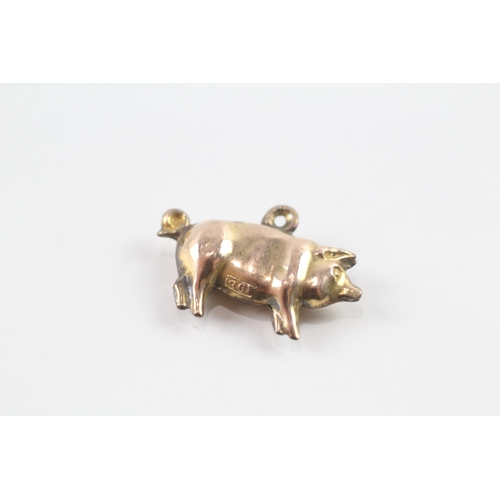 129 - 9ct gold vintage lucky pig charm