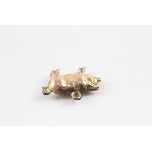 129 - 9ct gold vintage lucky pig charm