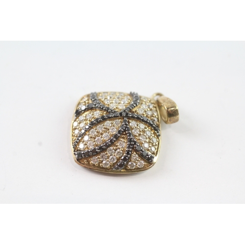 13 - 9ct gold vari hue diamond set pendant