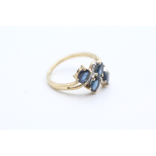 134 - 9ct gold sapphire and diamond multi stone ring (1.9g) Size J 1/2