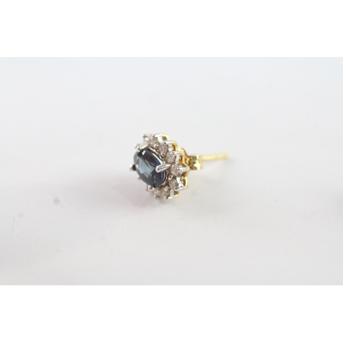 148 - 14ct gold diamond and sapphire cluster stud earrings