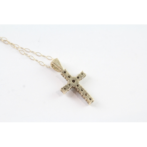 160 - 9ct gold diamond set cross pendant and chain