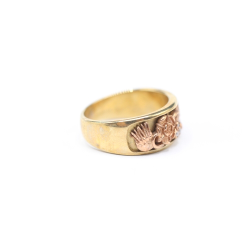 166 - 9ct gold and diamond floral band ring (4.6g) Size J