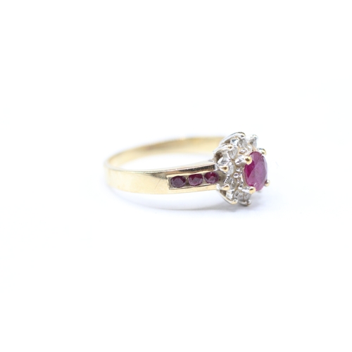 230 - 9ct gold ruby and diamond ring (2.4g) Size M