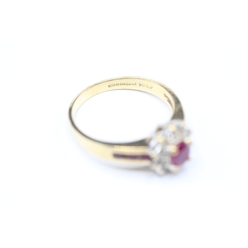 230 - 9ct gold ruby and diamond ring (2.4g) Size M