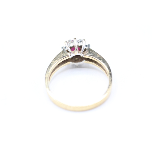 230 - 9ct gold ruby and diamond ring (2.4g) Size M