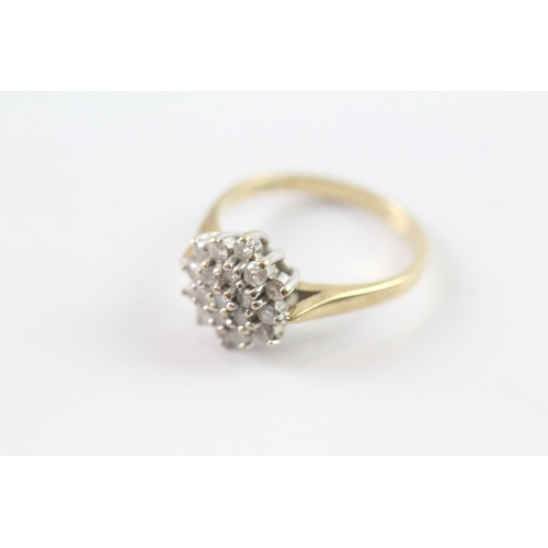 234 - 9ct gold diamond cluster ring (2.9g) Size O