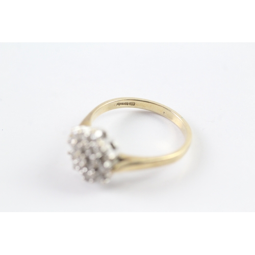 234 - 9ct gold diamond cluster ring (2.9g) Size O