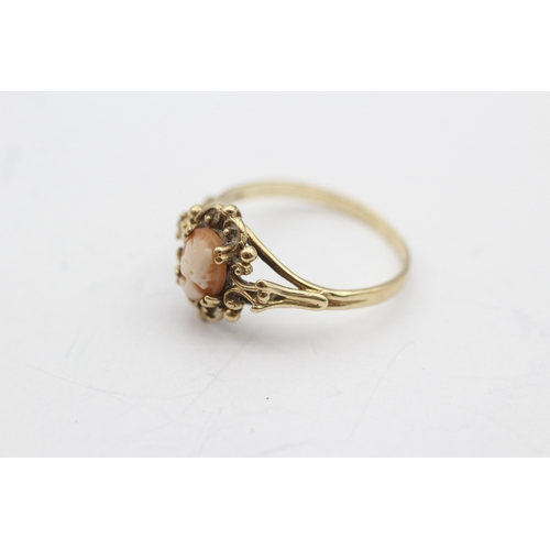 51 - 9ct gold vintage shell cameo dress ring (1.7g) Size N 1/2