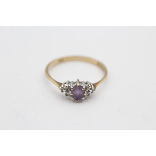 67 - 9ct gold vintage amethyst & diamond dress ring (1.3g) Size O