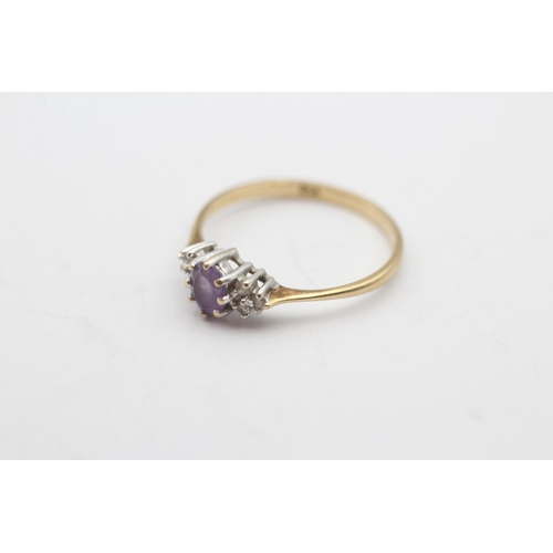 67 - 9ct gold vintage amethyst & diamond dress ring (1.3g) Size O