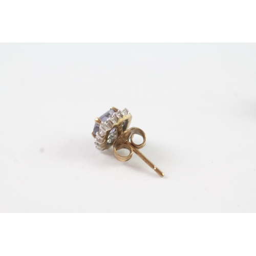 73 - 9ct gold diamond and tanzanite stud earrings