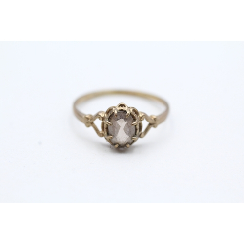 9 - 9ct gold vintage smokey quartz dress ring (1.4g) Size P