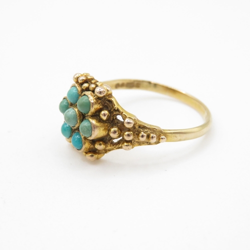 1 - 9ct Gold and Turquoise Antique Ring (4.9g) - Size W