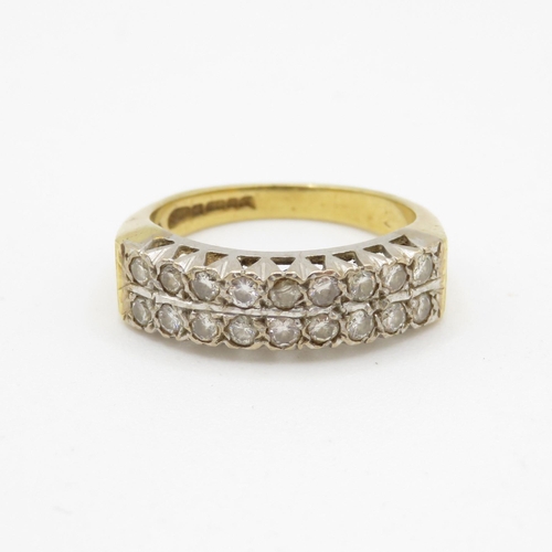 248 - 18ct gold and diamond double row ring (6g) Size O 1/2