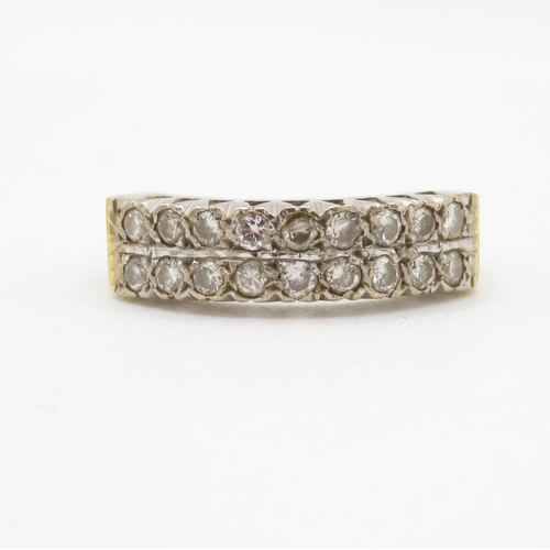 248 - 18ct gold and diamond double row ring (6g) Size O 1/2