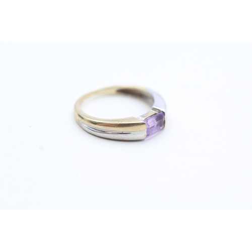 108 - 9ct gold amethyst single stone ring (2.1g) Size K 1/2