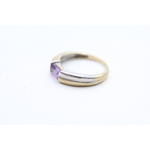 108 - 9ct gold amethyst single stone ring (2.1g) Size K 1/2