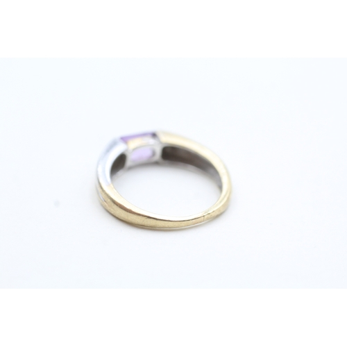 108 - 9ct gold amethyst single stone ring (2.1g) Size K 1/2