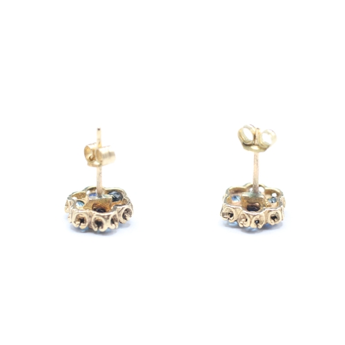 109 - 9ct gold blue gemstone flower stud earrings (1.4g)