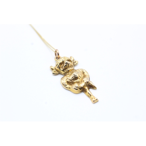 12 - 9ct gold Lincoln Imp pendant on chain (1.5g)