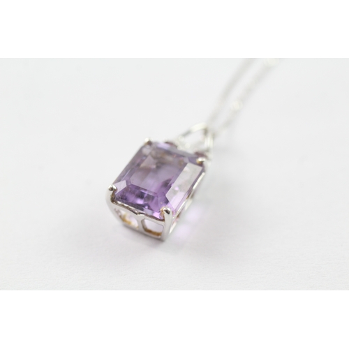 121 - 9ct white gold amethyst pendant necklace