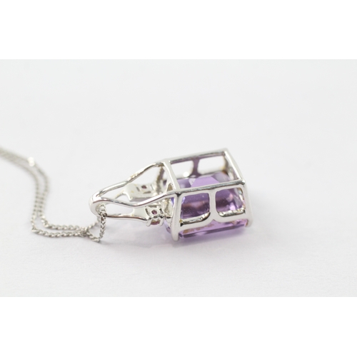 121 - 9ct white gold amethyst pendant necklace