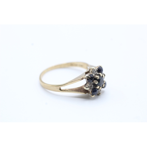 126 - 9ct gold sapphire and diamond ring (2.9g) Size P