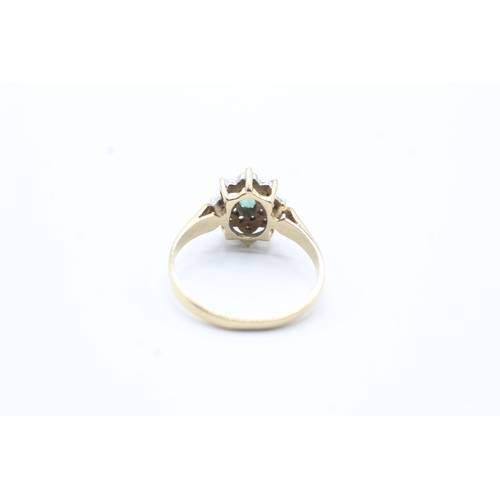 138 - 9ct gold emerald and diamond ring (1.5g) Size K 1/2