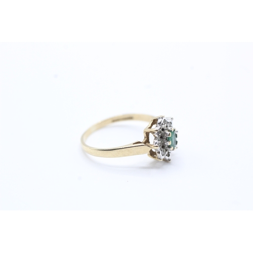 138 - 9ct gold emerald and diamond ring (1.5g) Size K 1/2