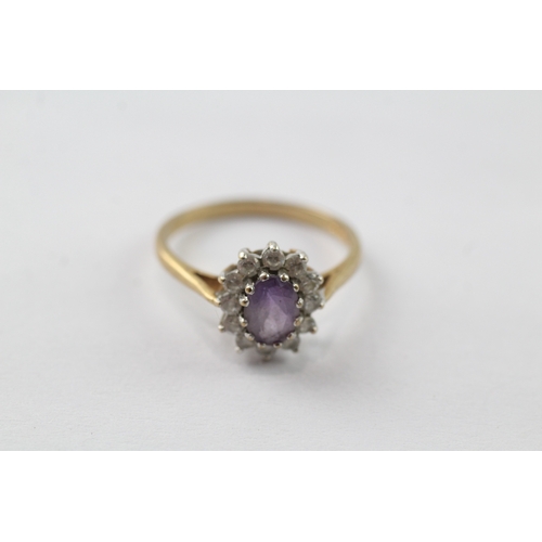 139 - 3 x 9ct gold amethyst and seed pearl jewellery collection (4.3g) Size P 1/2