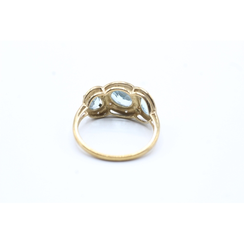 146 - 9ct gold blue gemstone and diamond ring (2.6g) Size P 1/2