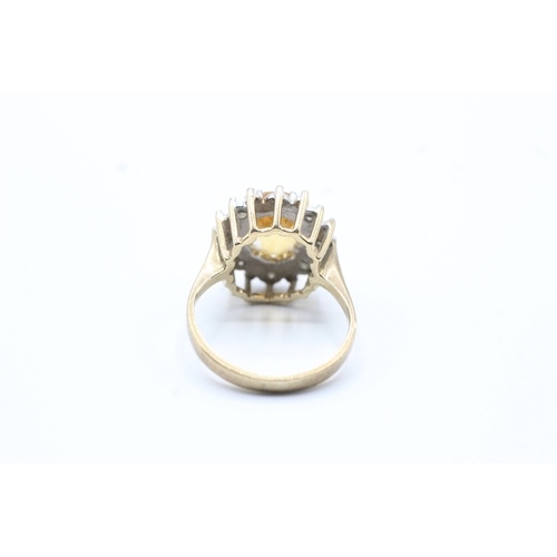 149 - 9ct gold citrine and diamond ring (3.7g) Size L