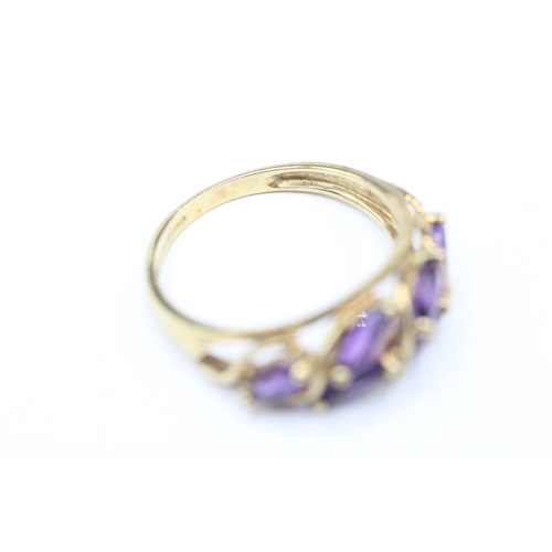 157 - 9ct gold six stone amethyst ring (2.5g) Size Q