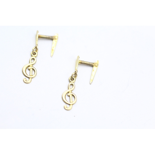 158 - 9ct gold music note earrings (0.3g)