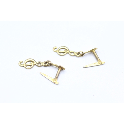 158 - 9ct gold music note earrings (0.3g)