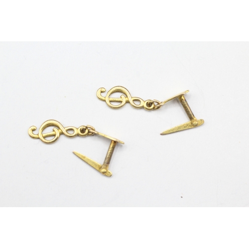 158 - 9ct gold music note earrings (0.3g)