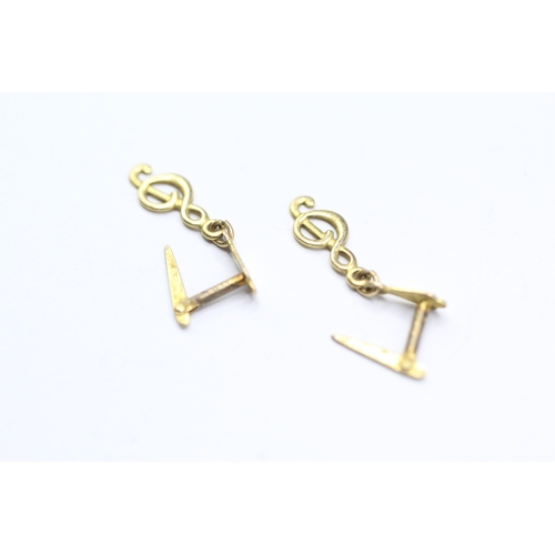 158 - 9ct gold music note earrings (0.3g)