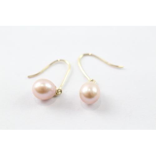 14ct gold cultured pearl drop earrings (2.1g)