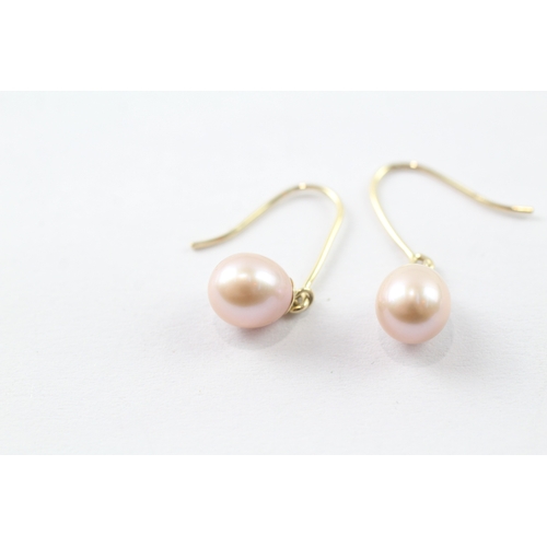 182 - 14ct gold cultured pearl drop earrings (2.1g)