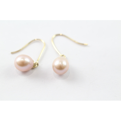 182 - 14ct gold cultured pearl drop earrings (2.1g)