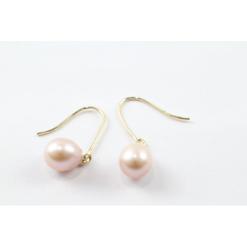 182 - 14ct gold cultured pearl drop earrings (2.1g)